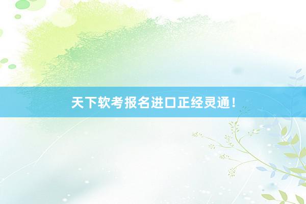天下软考报名进口正经灵通！
